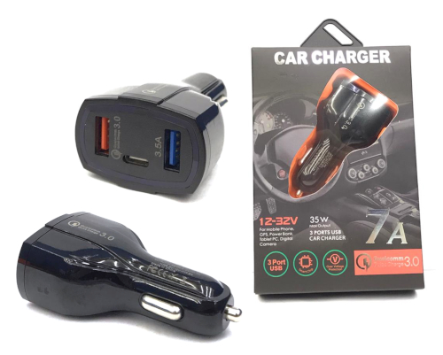 2xUSB & Type C Quick Charge 3.0 Car Charger 7A Output